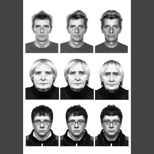 Left-right Faces 7<br/>Lutz - Gerda - Juergen R.<br/>Inkjetprint, 90 x 70, Edition of 7, 2010