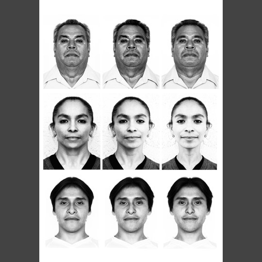 Left-Right Faces 9<br/>Caras divididas 9<br/>Pasqual - Rosario - Javier<br/>Inkjetprint, 90 x 70, Edition of 7, 2011